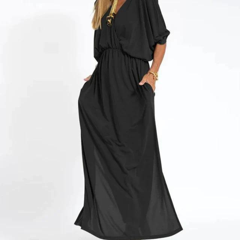 Adele – Vintage-Maxikleid - Schwarz - - Cow Clothing