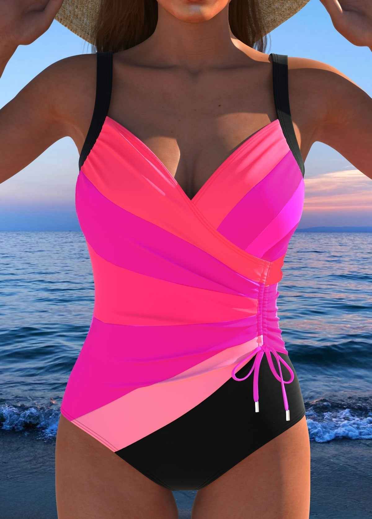 Luxus-Surplice-Badeanzug mit buntem Muster