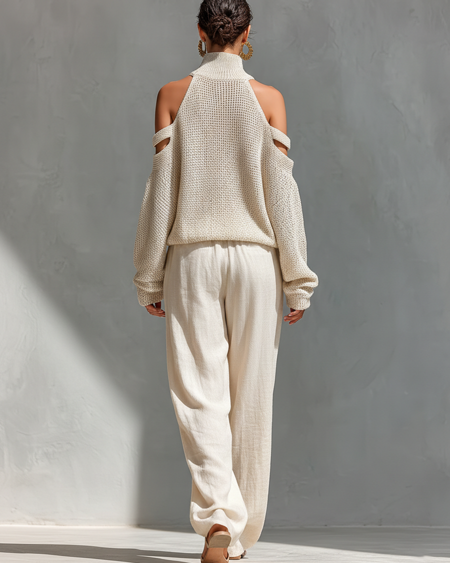 Liora | Gestricktes Cold-Shoulder-Set - - Set - Cow Clothing