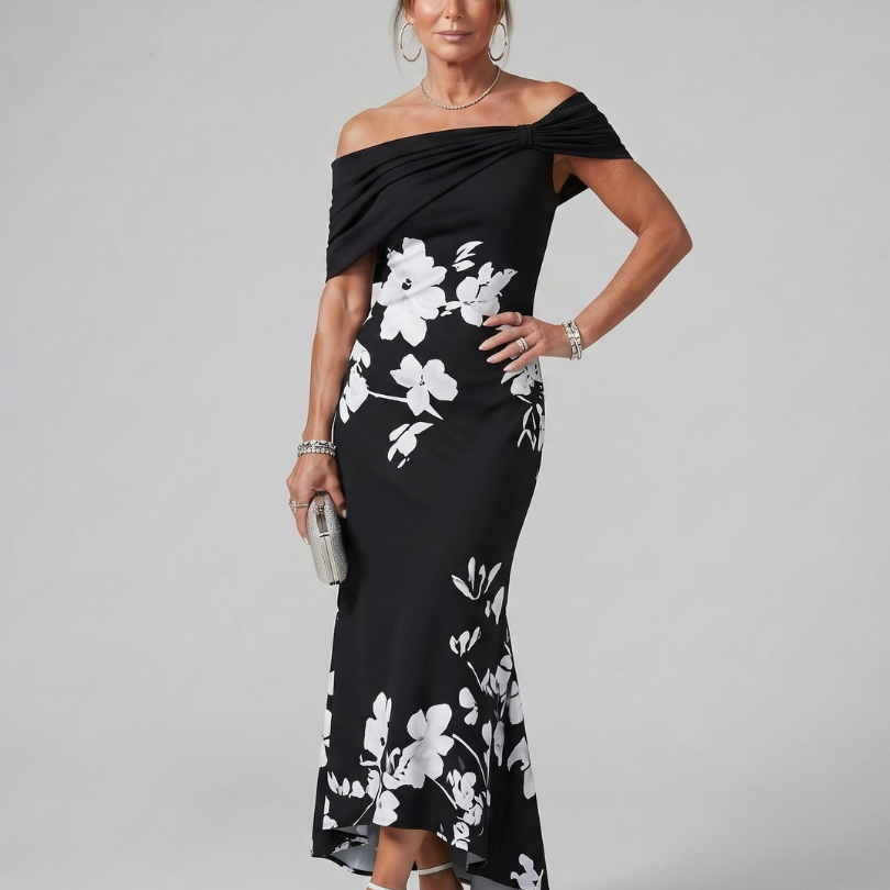 Evelina | Schulterfreies Midikleid