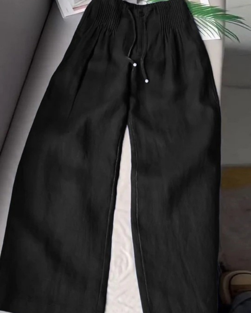 Effortless Relaxed Fit Wide-Leg Trousers - Black - Pants - Concept Fashionlab
