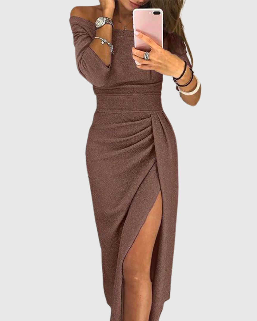 Stella™ | Neckholder Maxikleid - Braun - - Cow Clothing