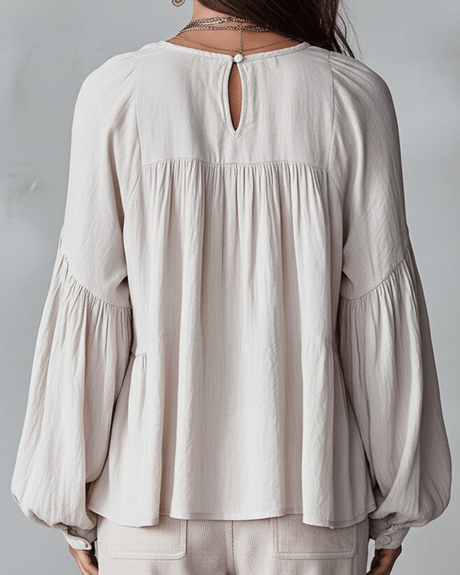Damen Luftige, vintage-inspirierte Boho-Bluse mit weichen Rüschen - - Damen > Blusen - Concept Fashionlab