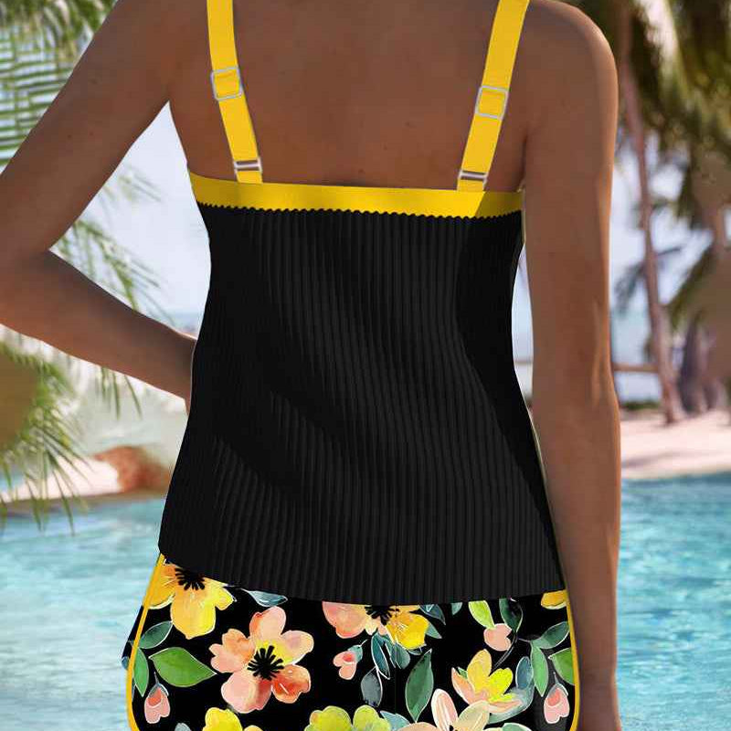 Maren Blütenprint Badeanzug-Tanktop mit passendem Boxer-Unterteil