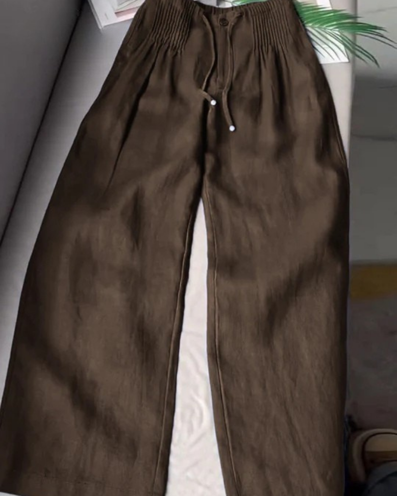 Effortless Relaxed Fit Wide-Leg Trousers - Coffee Brown - Pants - Concept Fashionlab