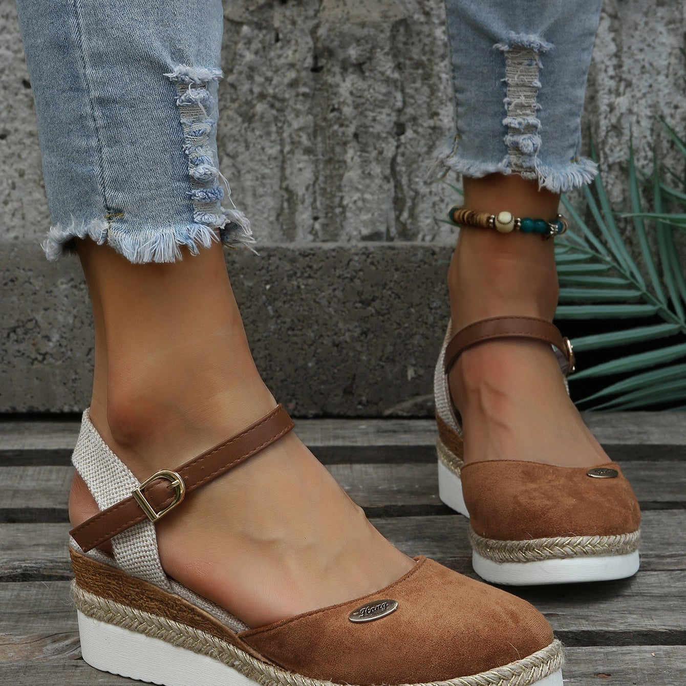 Damen Plateau-Espadrilles mit geschlossenen Zehen