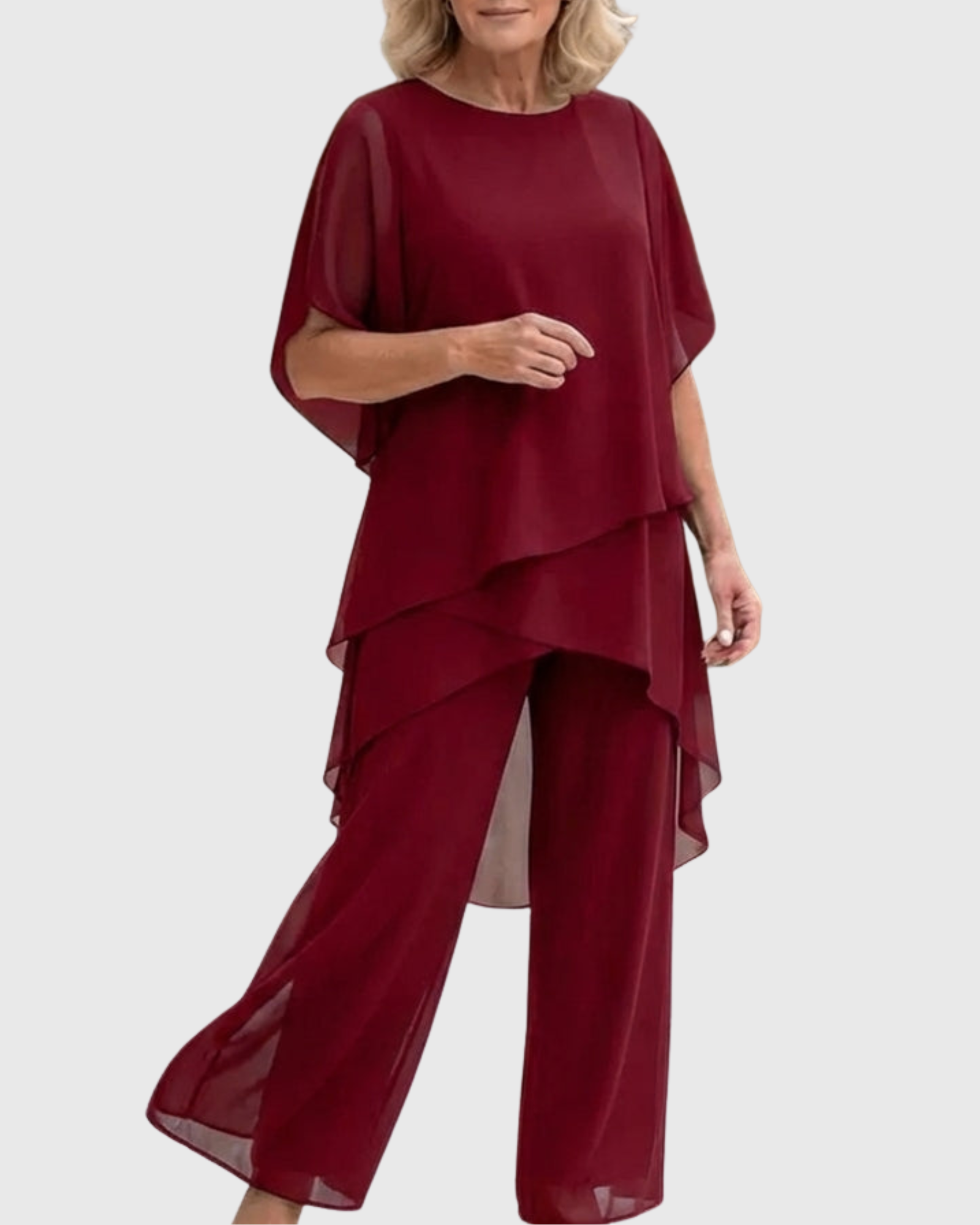 ELARA | Fließendes Palazzo-Set für eleganten Komfort und Stil - Rot - - Madison Boutique Savannah