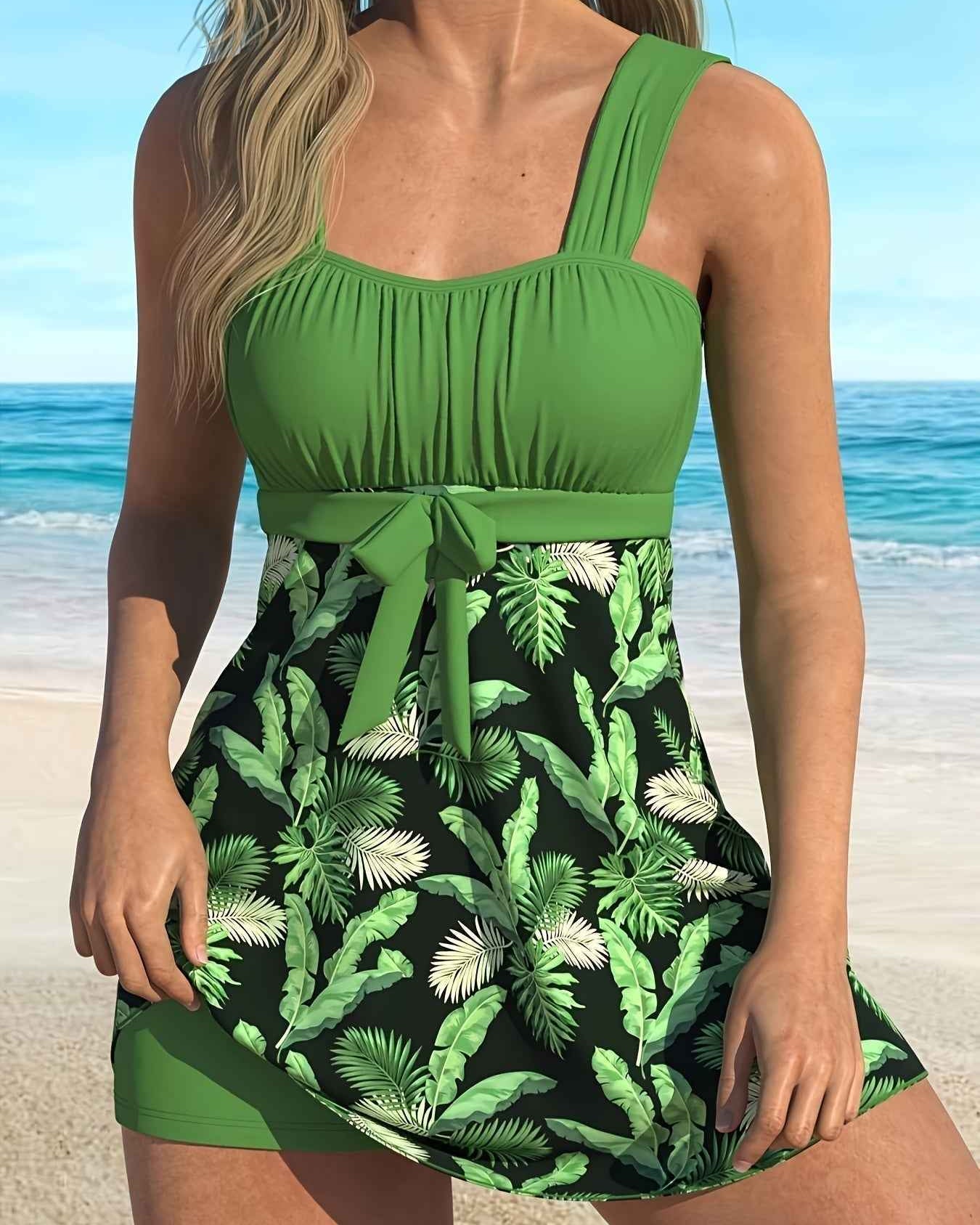 Nora Pflanzenprint Tankini-Set – Farbenfrohe botanische Bademode