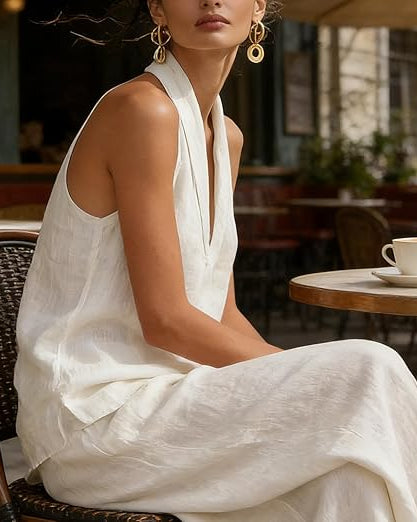 Ainhoa | Kombi-Set aus entspanntem Tanktop und Hose mit weitem Bein - - - Cow Clothing