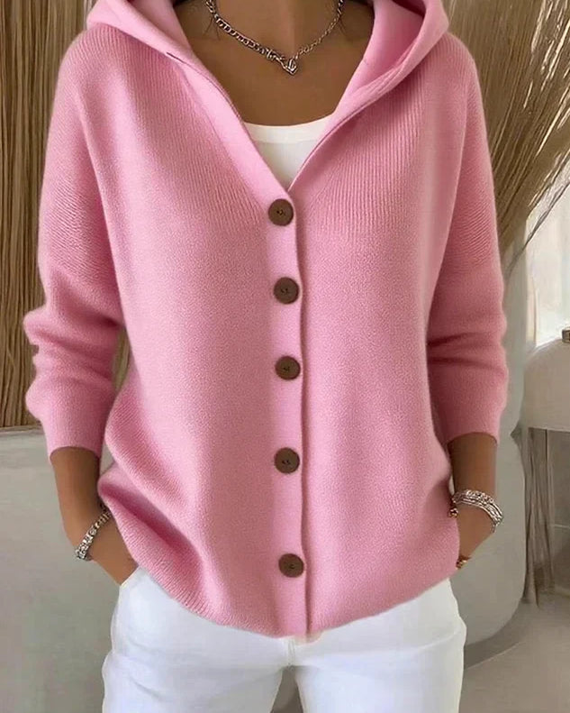 Zulo-Cardigan mit Kapuze aus Baumwolle - Rosa - - Cow Clothing