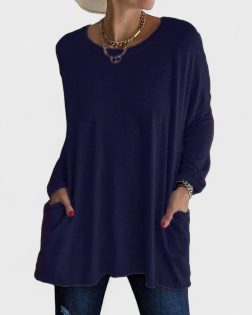 Bluse mit entspannter Passform Damen - Dunkelblau - Damen > Blusen - Concept Fashionlab