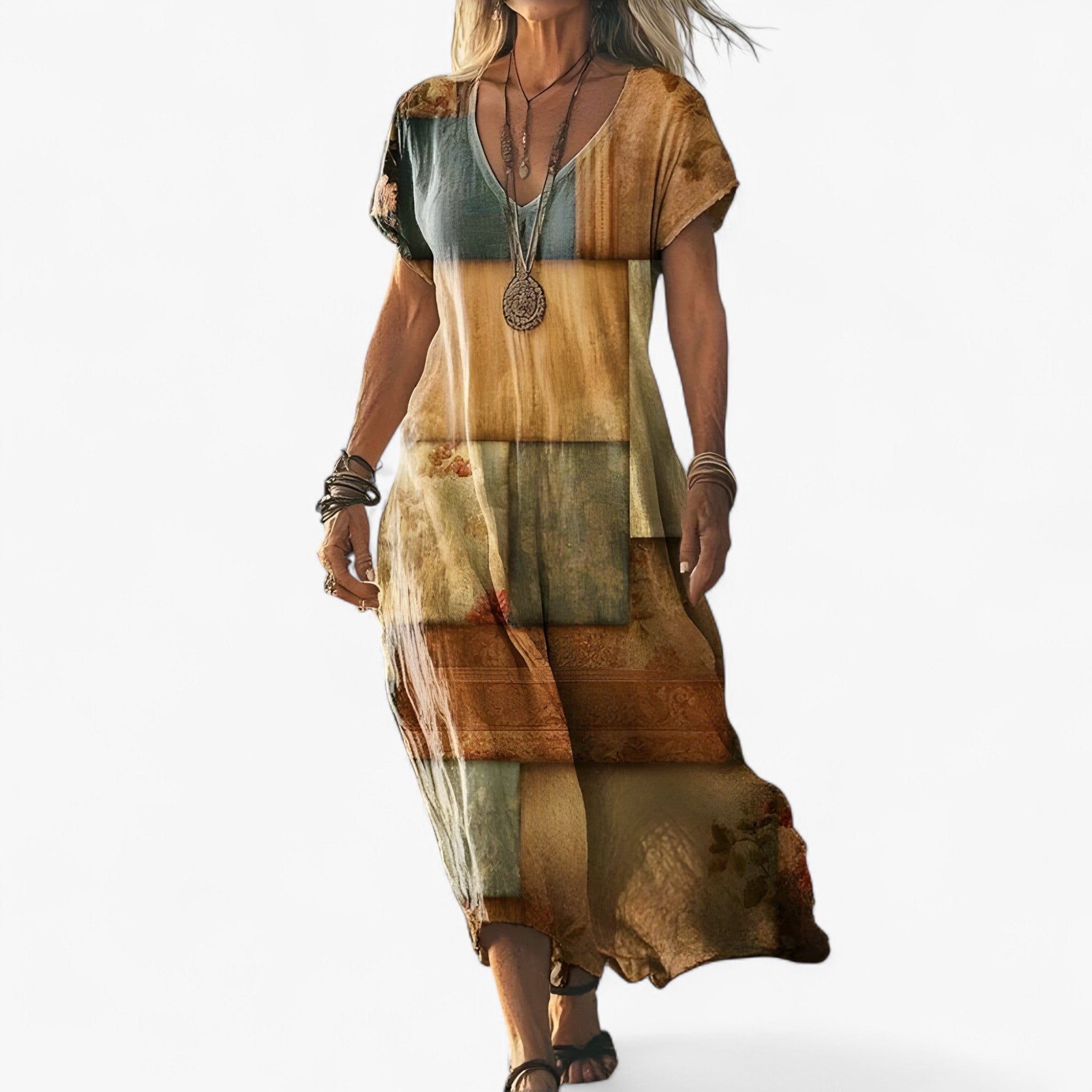 Vintage-Farbverlauf-Kleid Damen