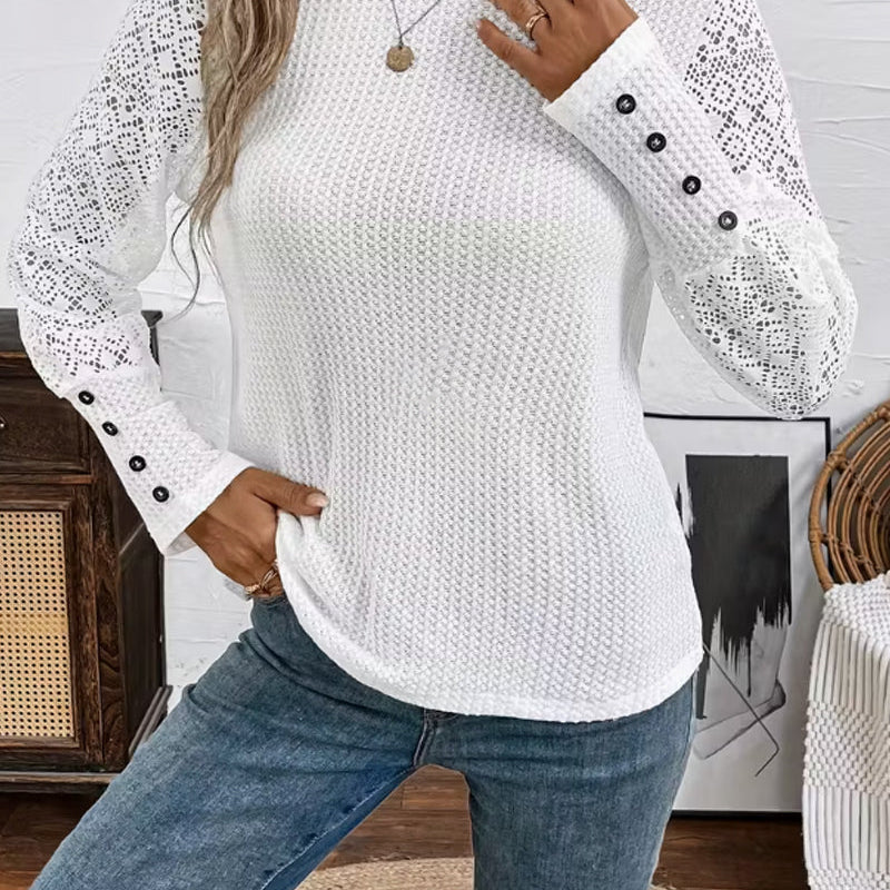 Elegantes Langarm-Top aus Häkelspitze Damen
