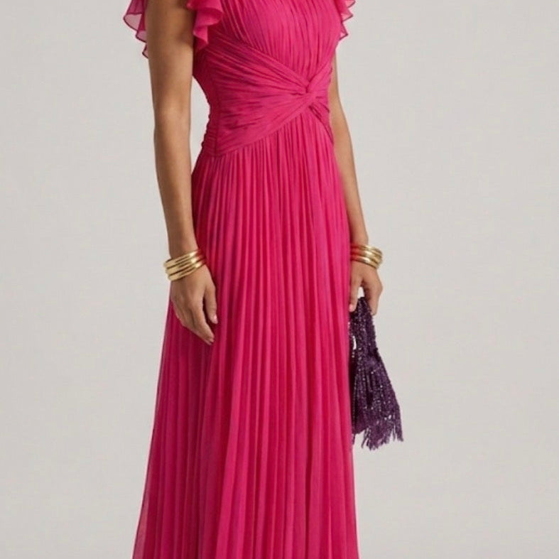 Plissiertes Abendkleid - Grün - Invitato al matrimonio - DUUWE