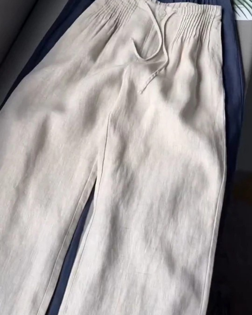 Effortless Relaxed Fit Wide-Leg Trousers - Apricot - Pants - Concept Fashionlab
