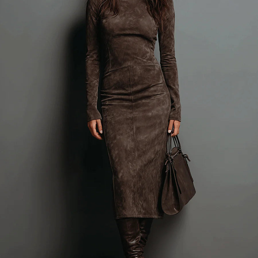Ava Luxe Wildleder-Midikleid