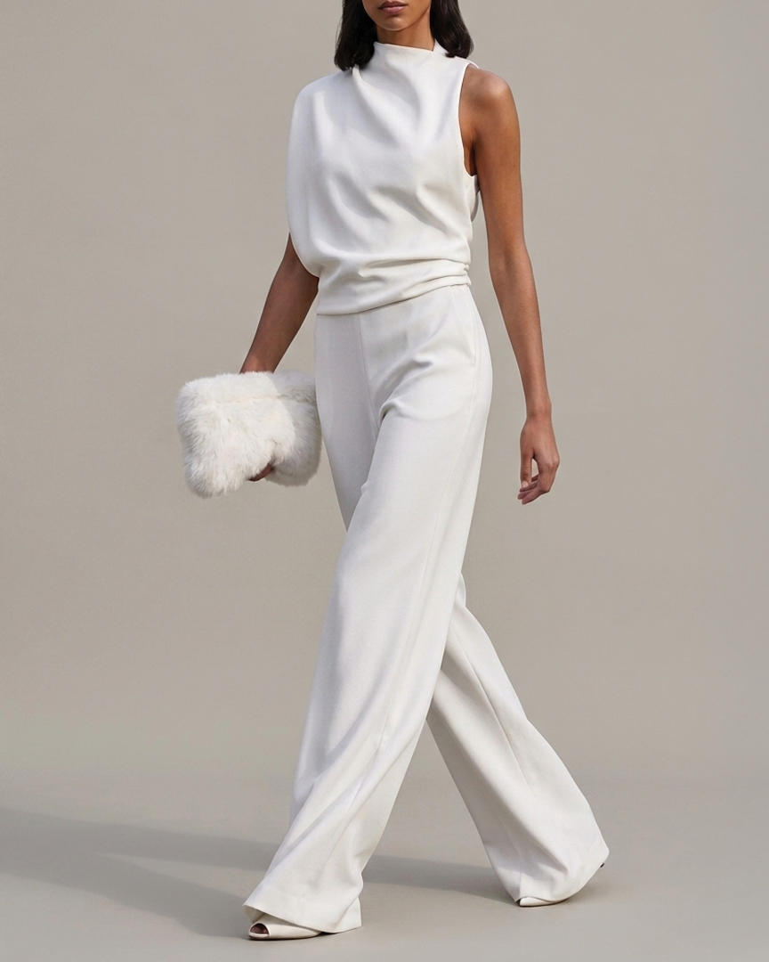 Clara - Eleganter ärmelloser Jumpsuit - Weiß - Jumpsuit - Concept Fashionlab Boutique