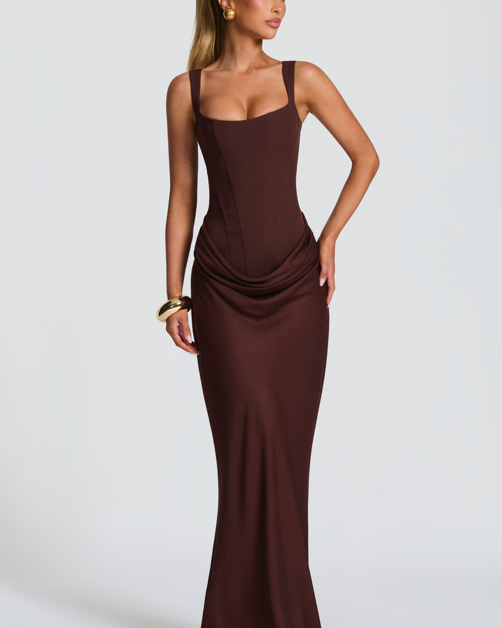 Hourglass Maxi Kleid — Skulpturierte Silhouette, Müheloser Stil - - Maxi Dress - Concept Fashionlab