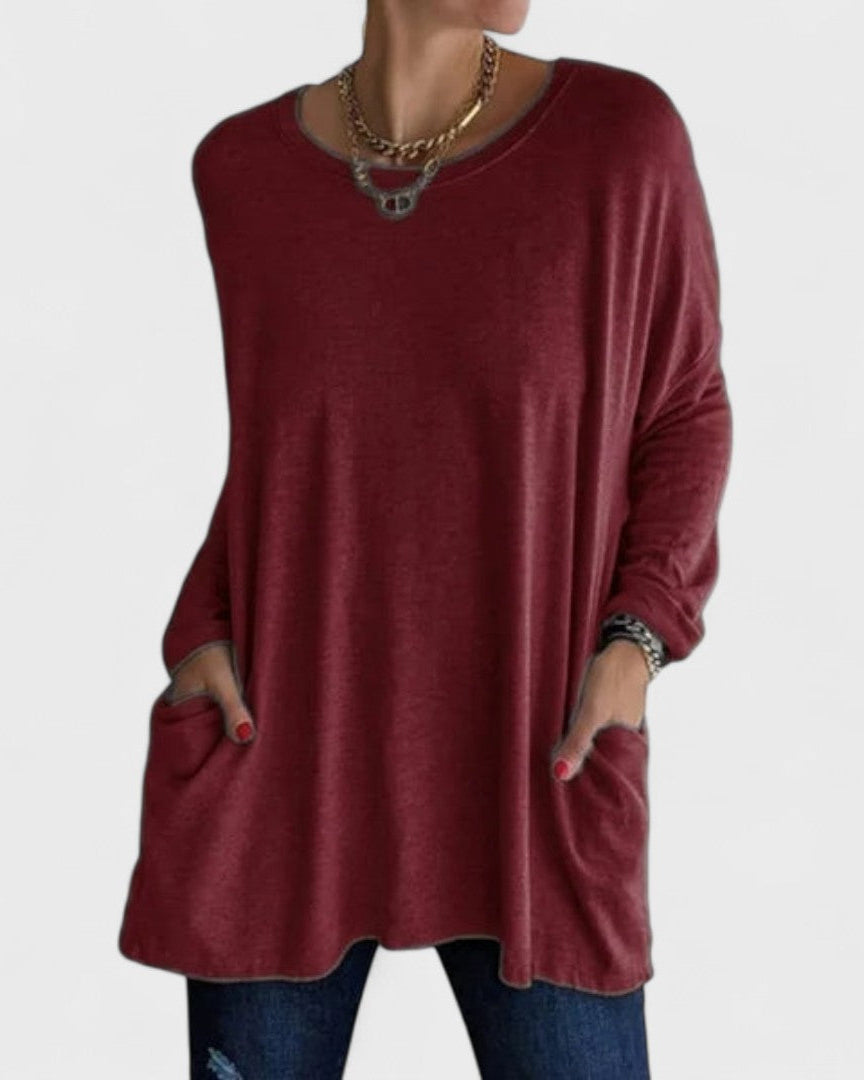 Bluse mit entspannter Passform Damen - Dunkelrot - Damen > Blusen - Concept Fashionlab