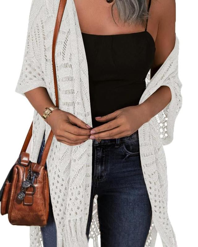 Cozy Summer Hollow-Out Tassel Outerwear - White One Size - Outerwear - Concept Fashionlab