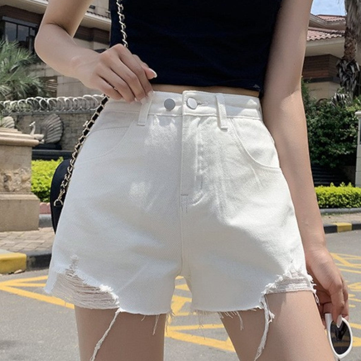 Mira Denim-Minirock im Destroyed-Look