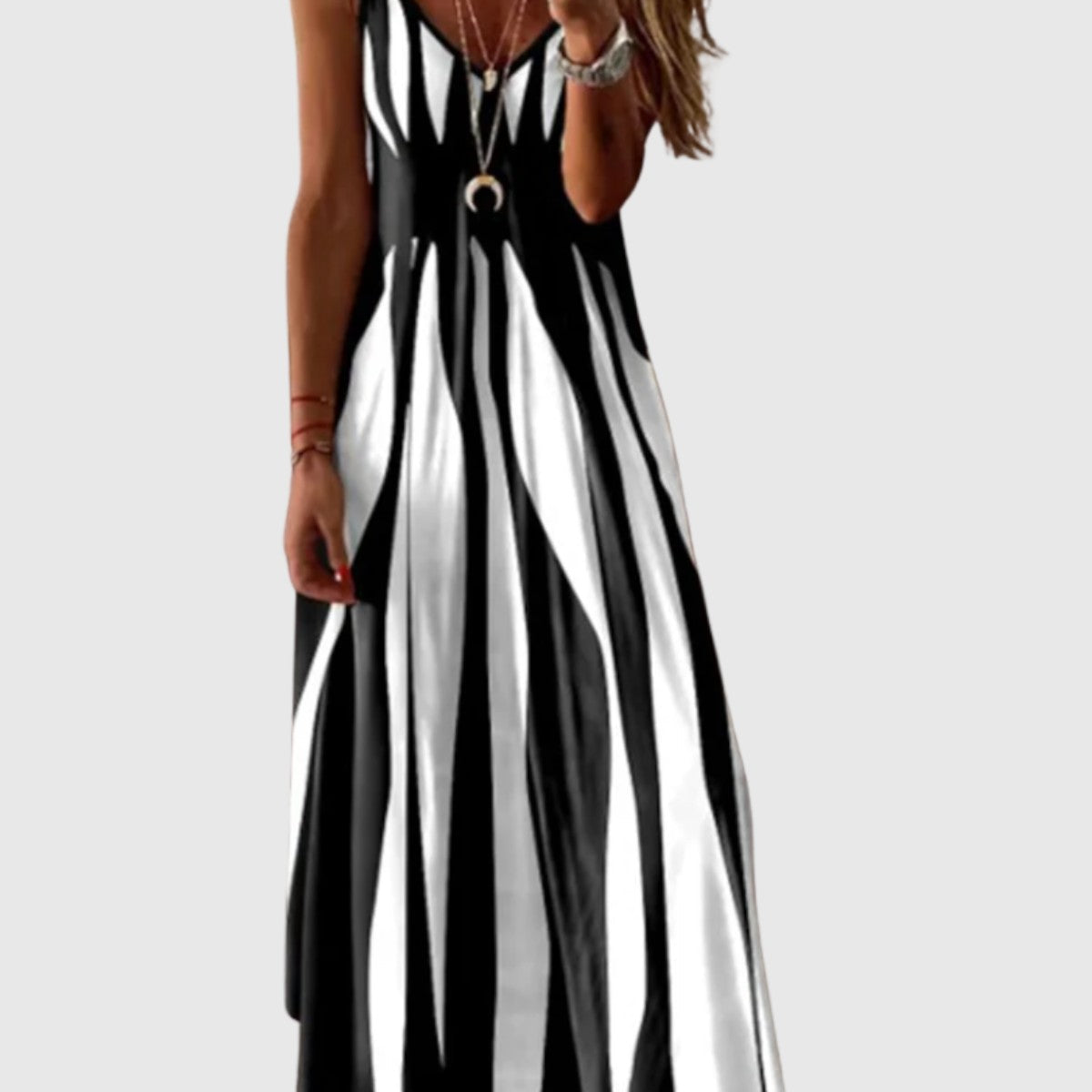 Ariella - Elegant es ärmelloses Maxi-Kleid mit Streifen