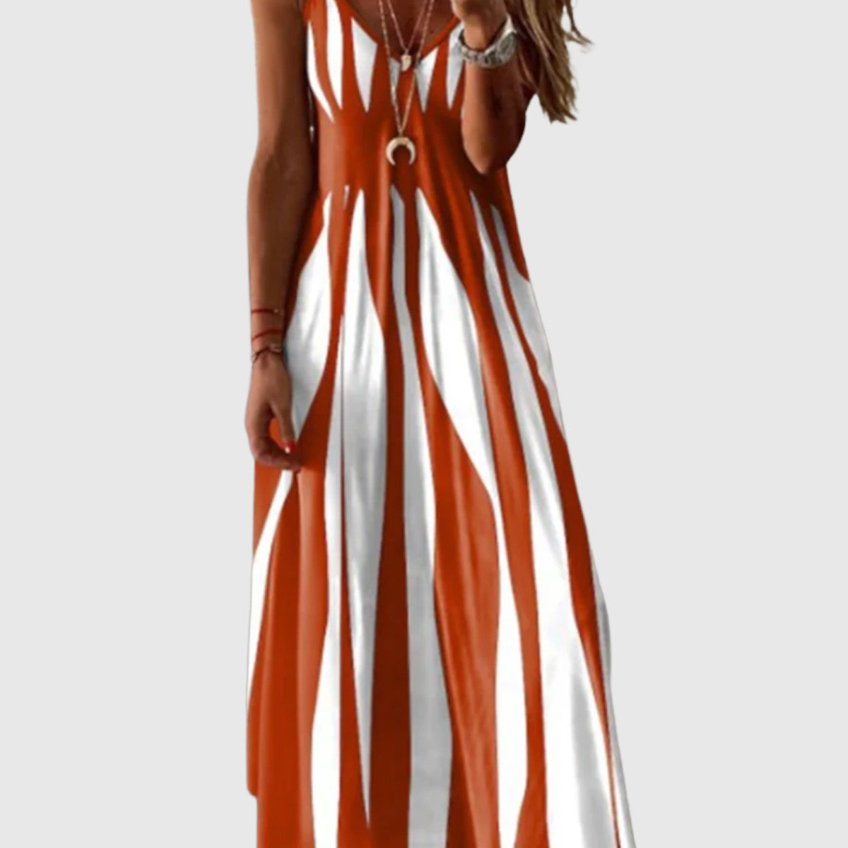 Ariella - Elegant es ärmelloses Maxi-Kleid mit Streifen