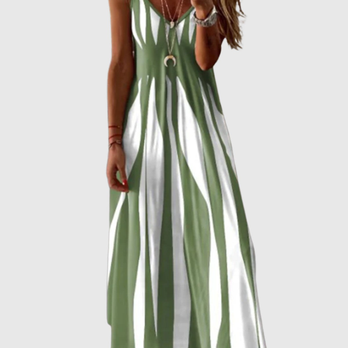 Ariella - Elegant es ärmelloses Maxi-Kleid mit Streifen