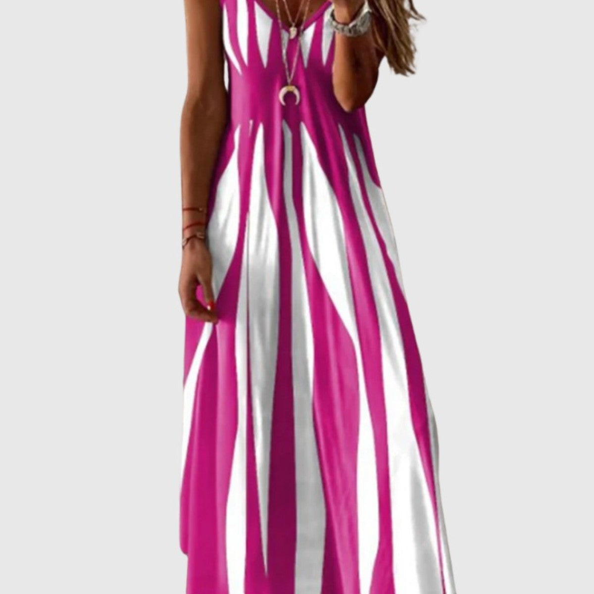 Ariella - Elegant es ärmelloses Maxi-Kleid mit Streifen