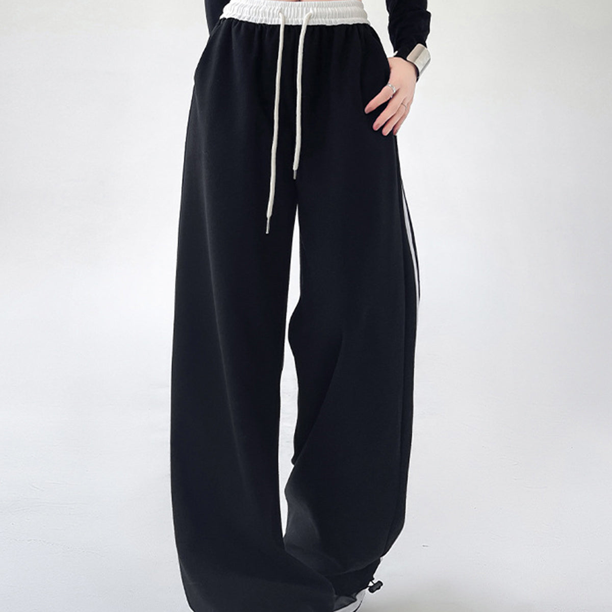 Ivy Hose mit kontrastierendem Taillenbund und weitem Bein Damen