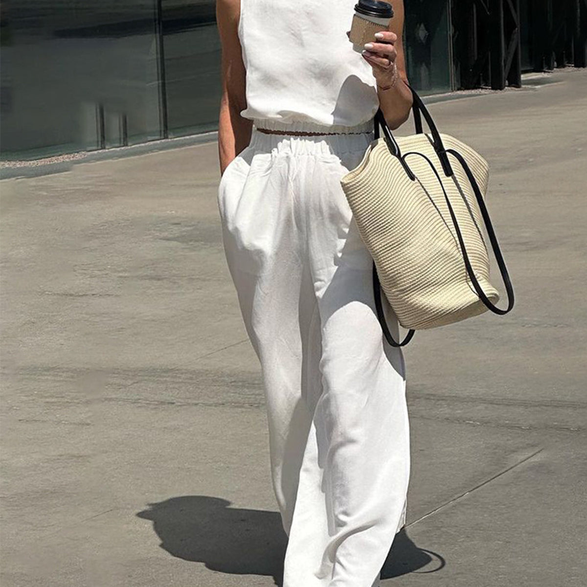 Freya Einfarbiges Split-Hosen-Set – Schlankes, modernes Zweiteiliges Outfit