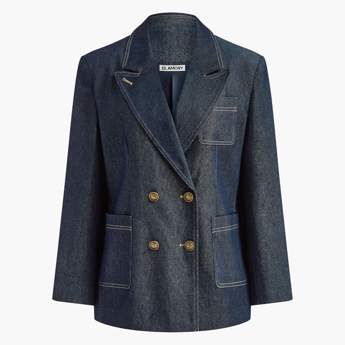 Damen Clara Denim-Blazer mit Baumwoll-Revers