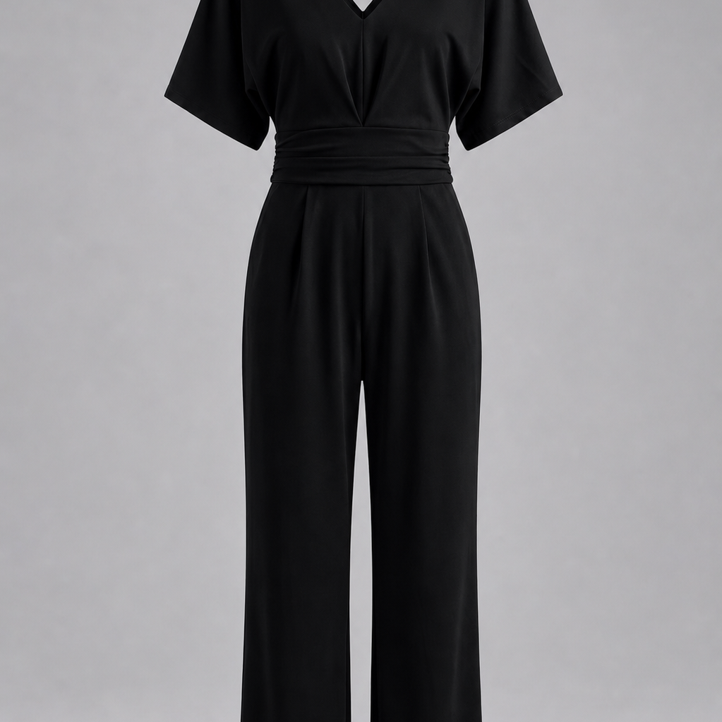 Lena - Eleganter V-Ausschnitt-Jumpsuit - Schwarz - Jumpsuit - Concept Fashionlab Boutique