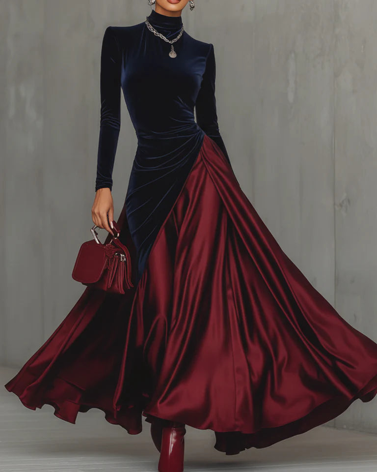 Samt- und Satinabendkleid – Luxuriöses Abendkleid für elegante Anlässe - - Evening Dress - Concept Fashionlab