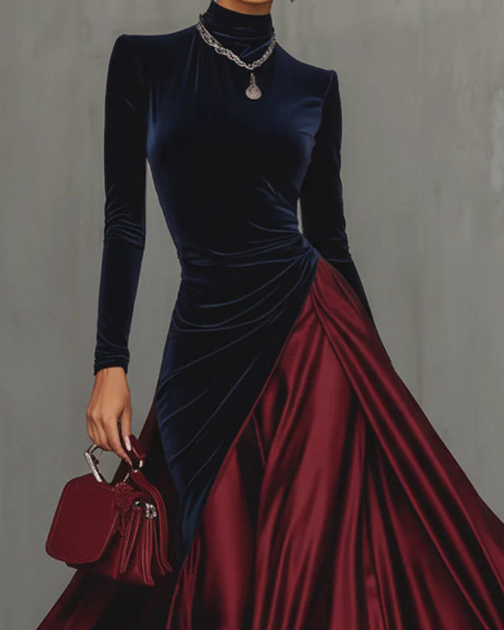 Samt- und Satinabendkleid – Luxuriöses Abendkleid für elegante Anlässe - - Evening Dress - Concept Fashionlab