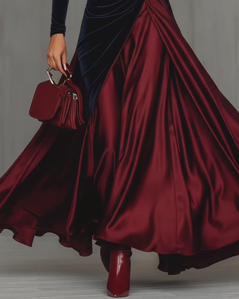 Samt- und Satinabendkleid – Luxuriöses Abendkleid für elegante Anlässe - - Evening Dress - Concept Fashionlab