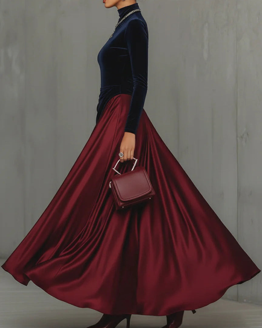 Samt- und Satinabendkleid – Luxuriöses Abendkleid für elegante Anlässe - - Evening Dress - Concept Fashionlab