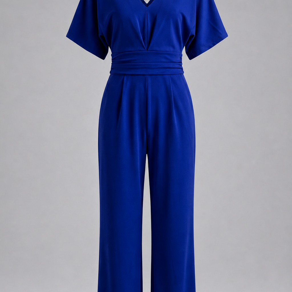 Lena - Eleganter V-Ausschnitt-Jumpsuit - Blau - Jumpsuit - Concept Fashionlab Boutique