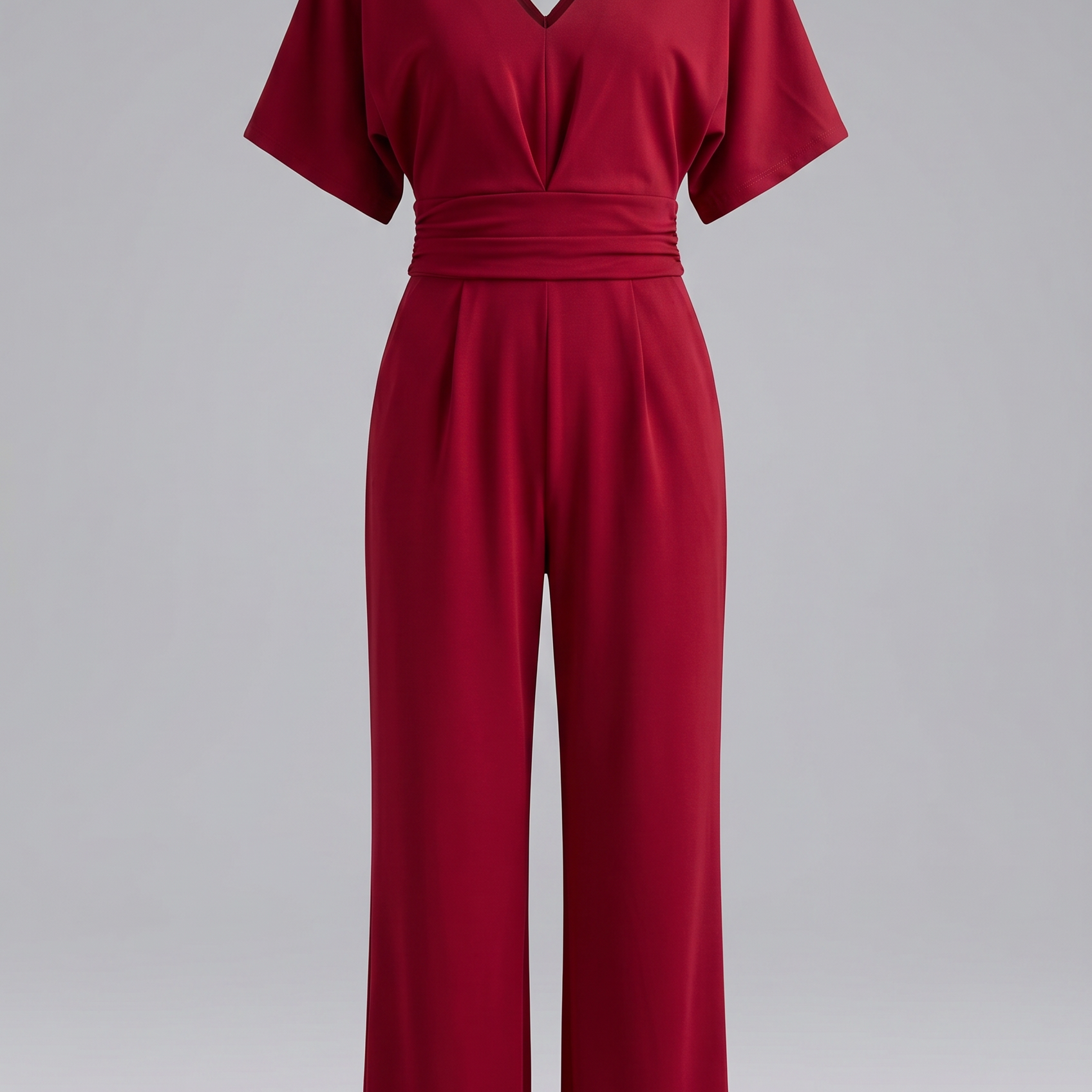 Lena - Eleganter V-Ausschnitt-Jumpsuit - Weinrot - Jumpsuit - Concept Fashionlab Boutique