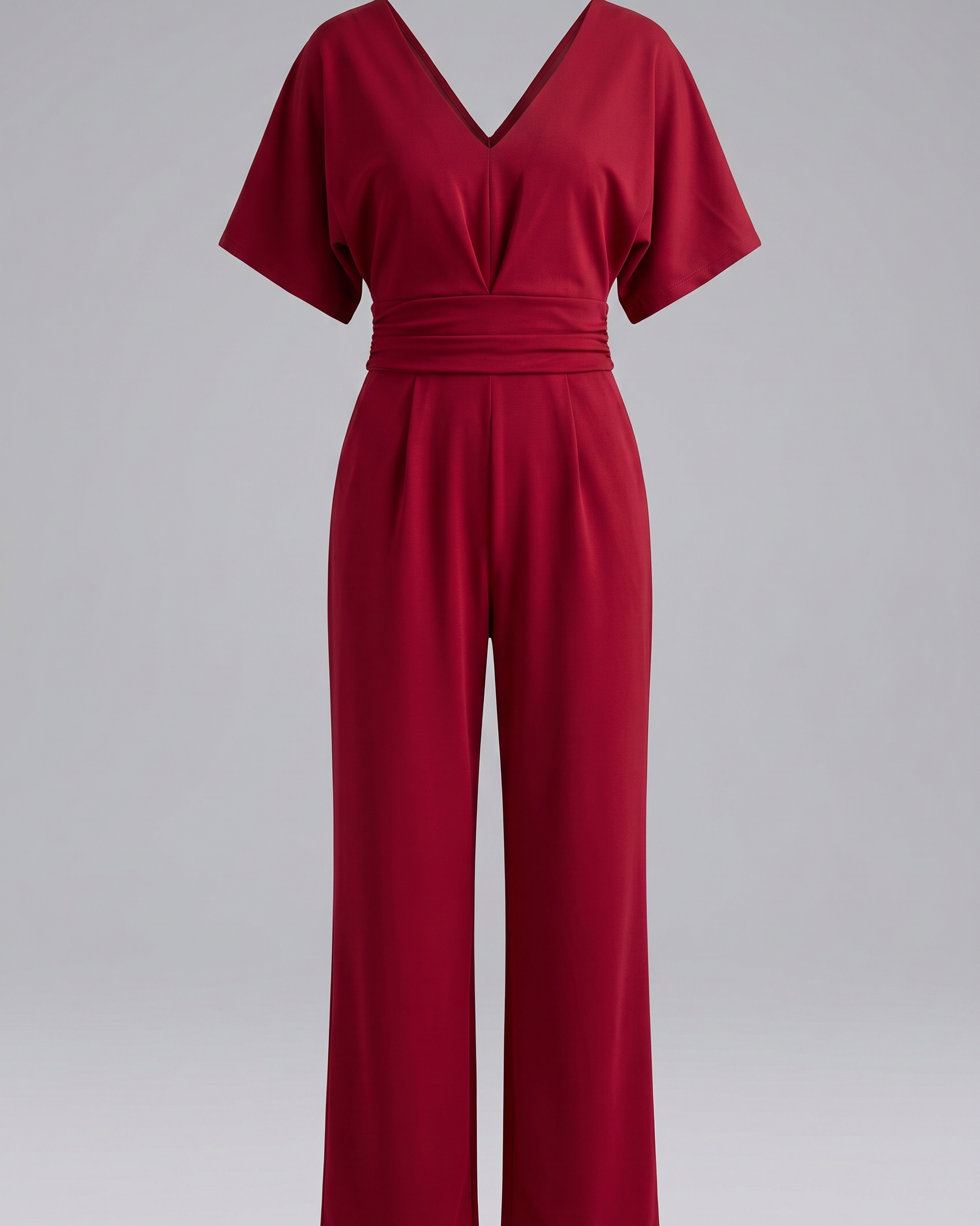 Lena - Eleganter V-Ausschnitt-Jumpsuit - Weinrot - Jumpsuit - Concept Fashionlab Boutique