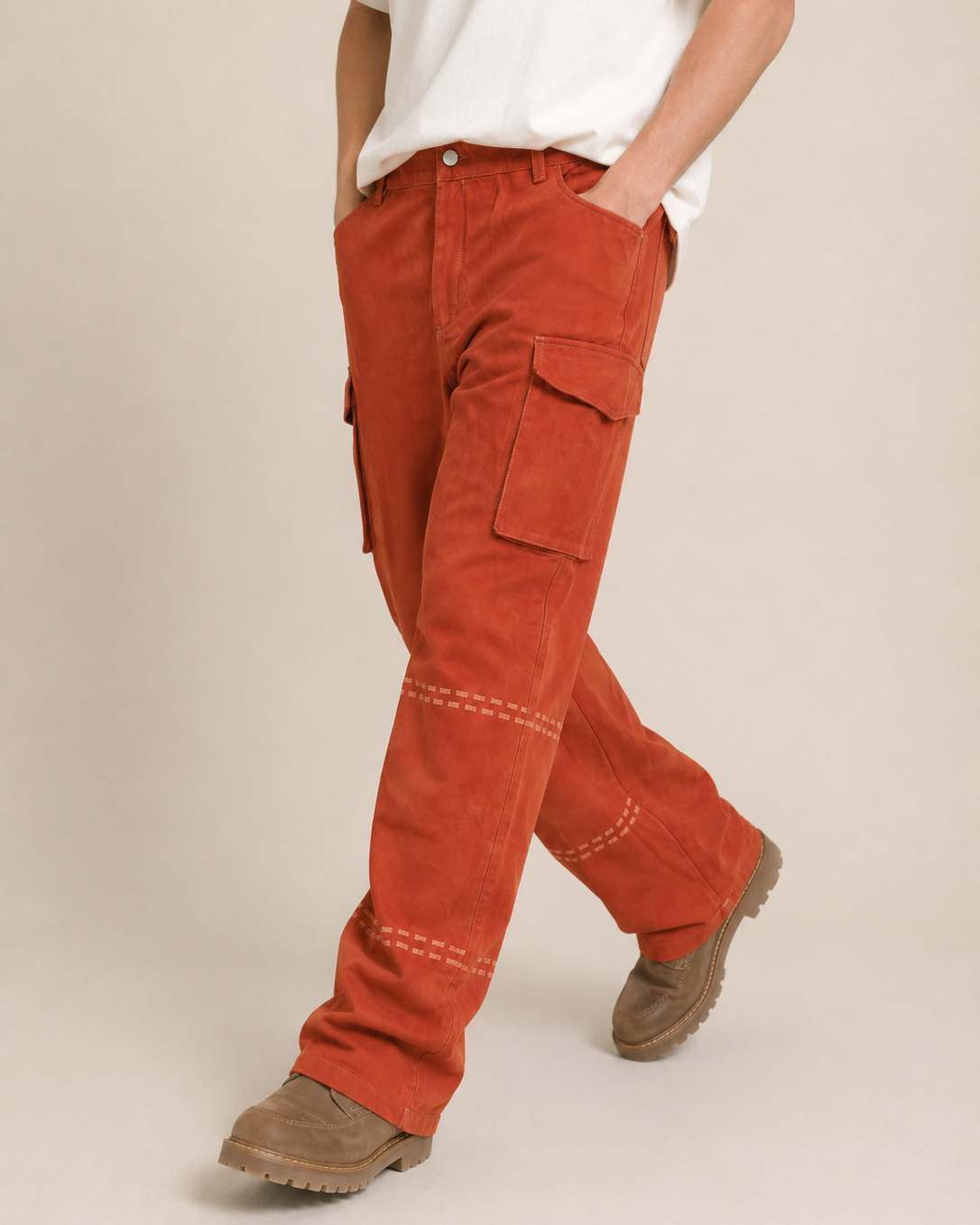 Cargo-Hose mit 3D-Druck und weitem Bein - - Pants - Concept Fashionlab