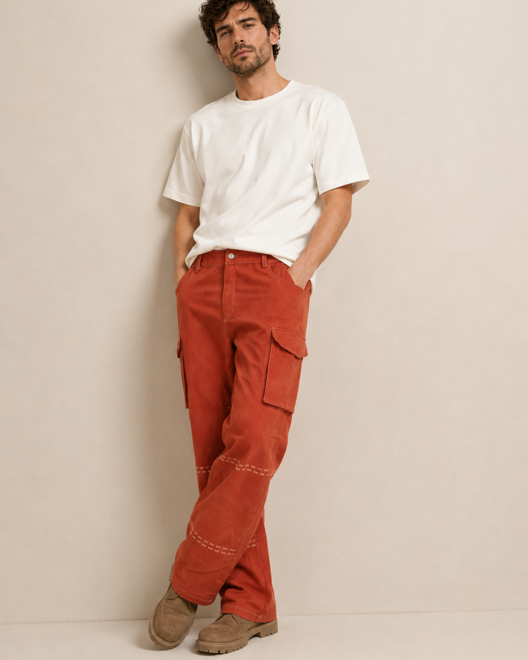 Cargo-Hose mit 3D-Druck und weitem Bein - - Pants - Concept Fashionlab