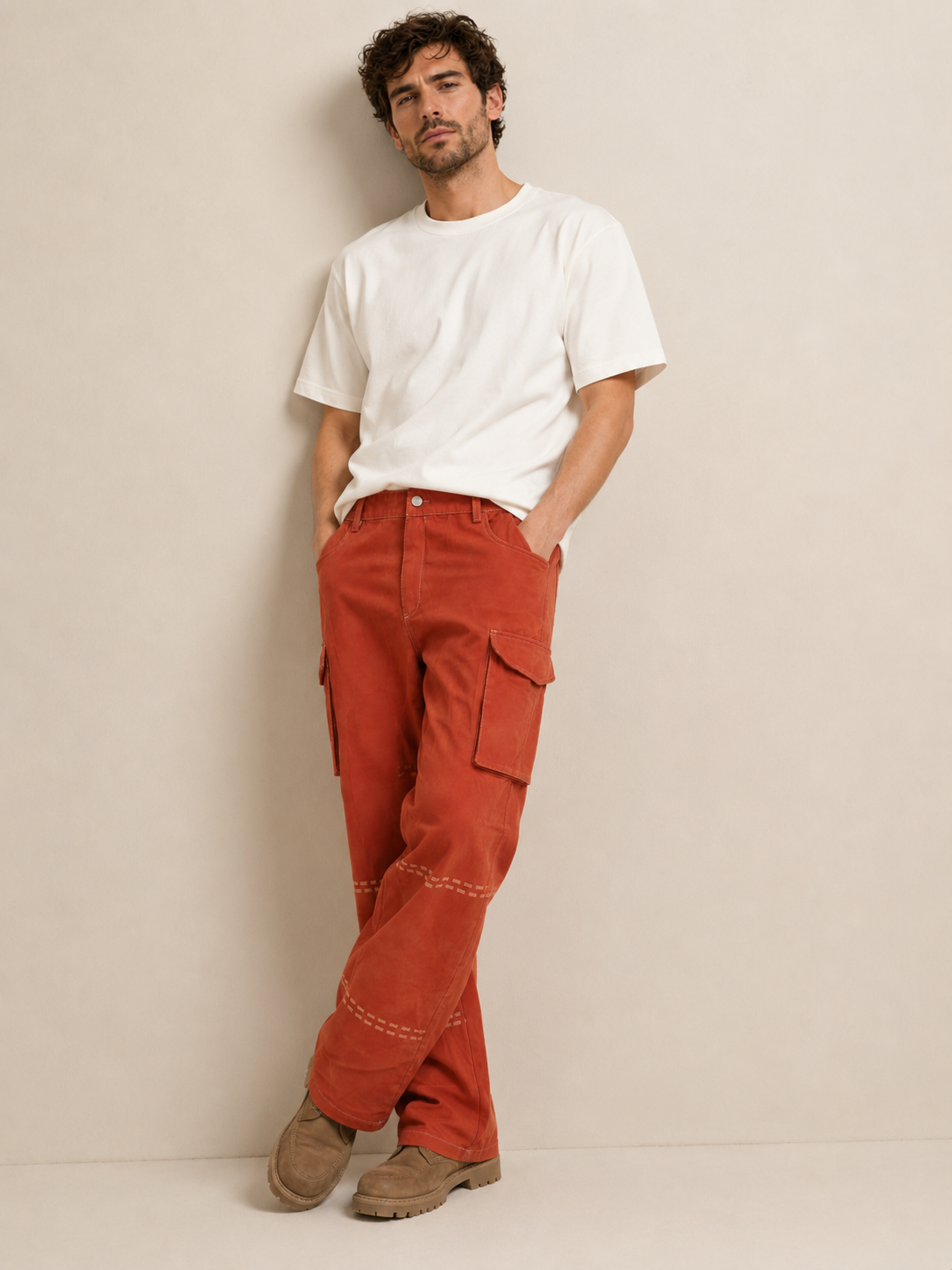 Cargo-Hose mit 3D-Druck und weitem Bein - - Pants - Concept Fashionlab