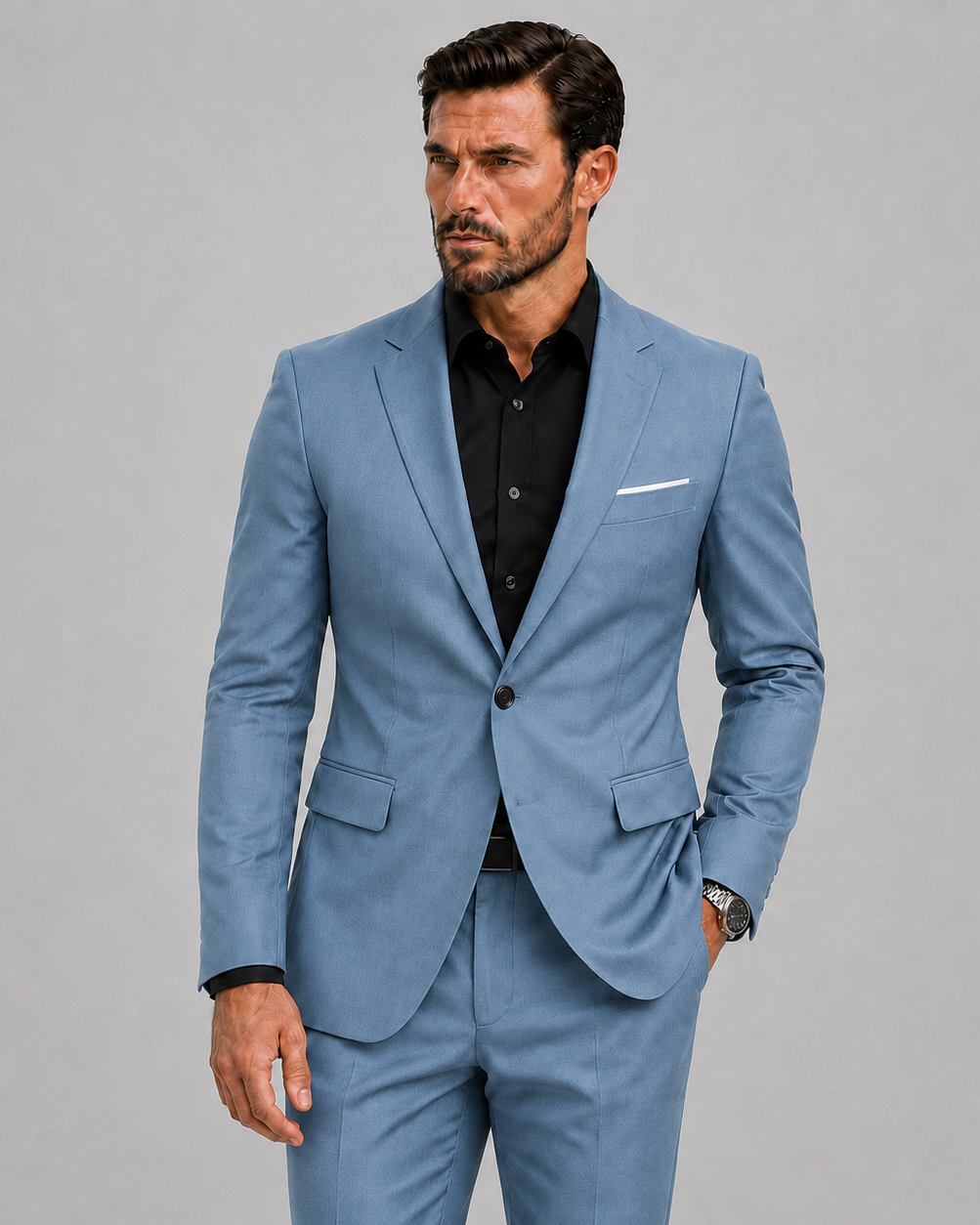 Eleganter Herren Slim-Fit Anzug für festliche Anlässe & Hochzeiten - Lichtblauw - Pakken - Lunelle