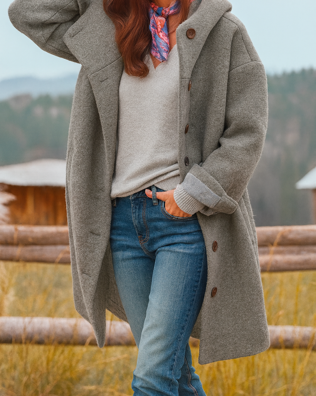 Damen Stylische Kapuzenjacke mit zeitgemäßem Kragen - Grau - Damen > Jacken - Concept Fashionlab