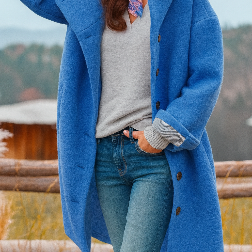 Damen Stylische Kapuzenjacke mit zeitgemäßem Kragen - Blau - Damen > Jacken - Concept Fashionlab