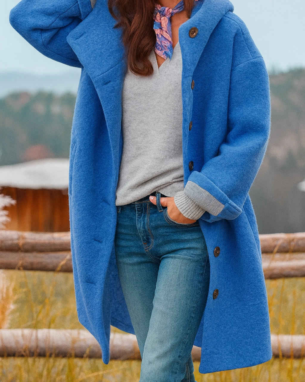 Damen Stylische Kapuzenjacke mit zeitgemäßem Kragen - Blau - Damen > Jacken - Concept Fashionlab
