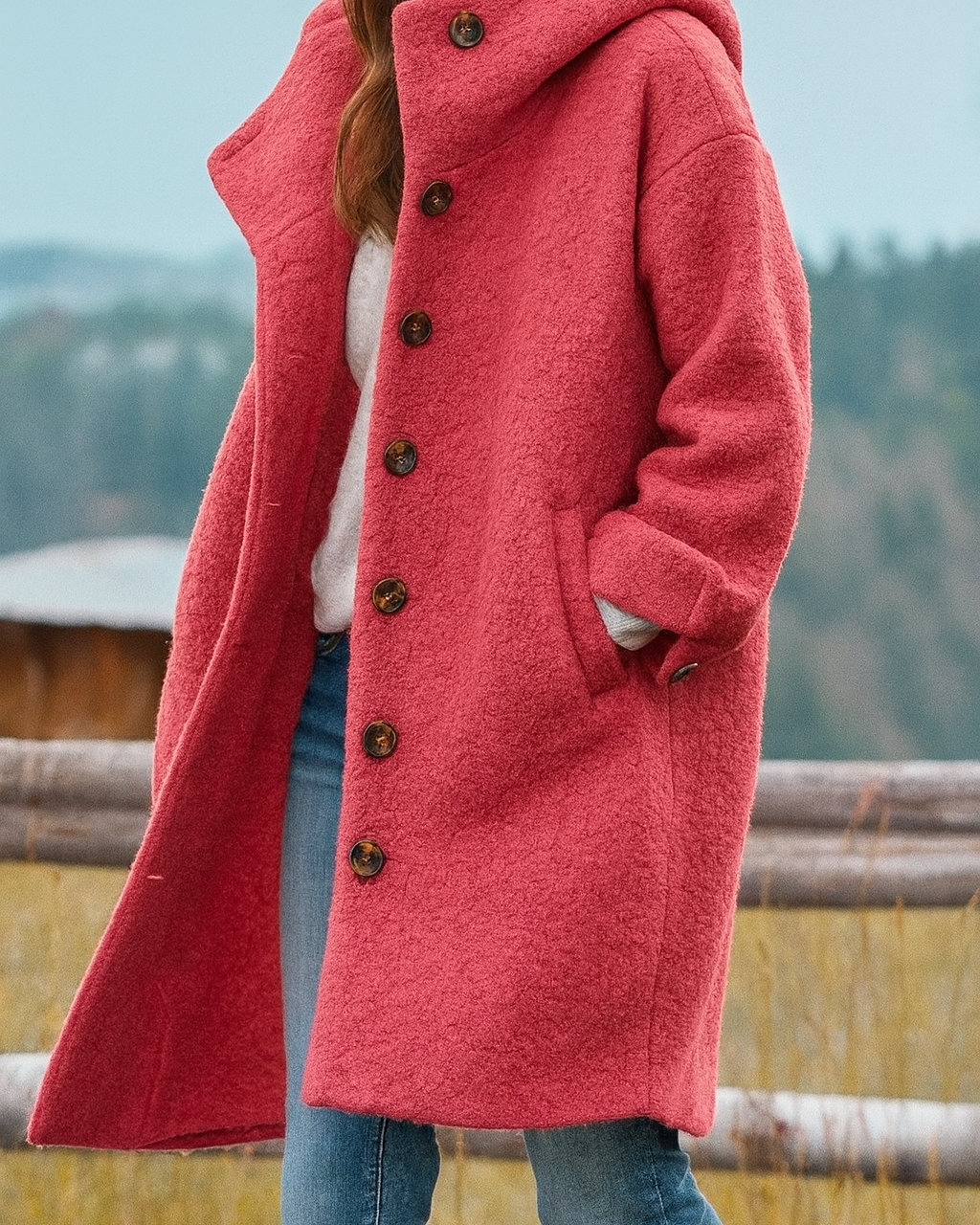 Damen Stylische Kapuzenjacke mit zeitgemäßem Kragen - Rosa - Damen > Jacken - Concept Fashionlab