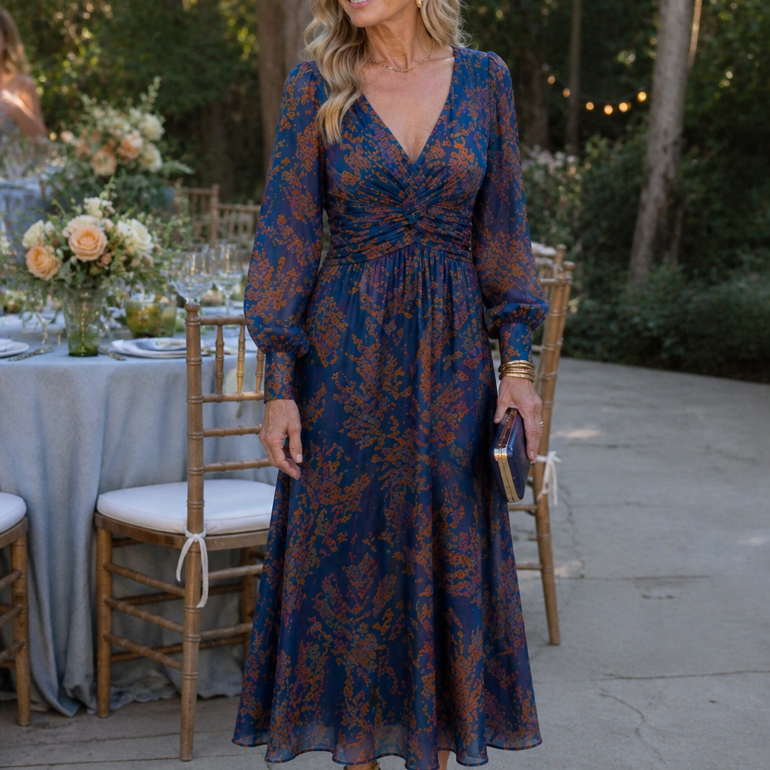 Kleid mit Blumendruck - Blau - - DUUWE