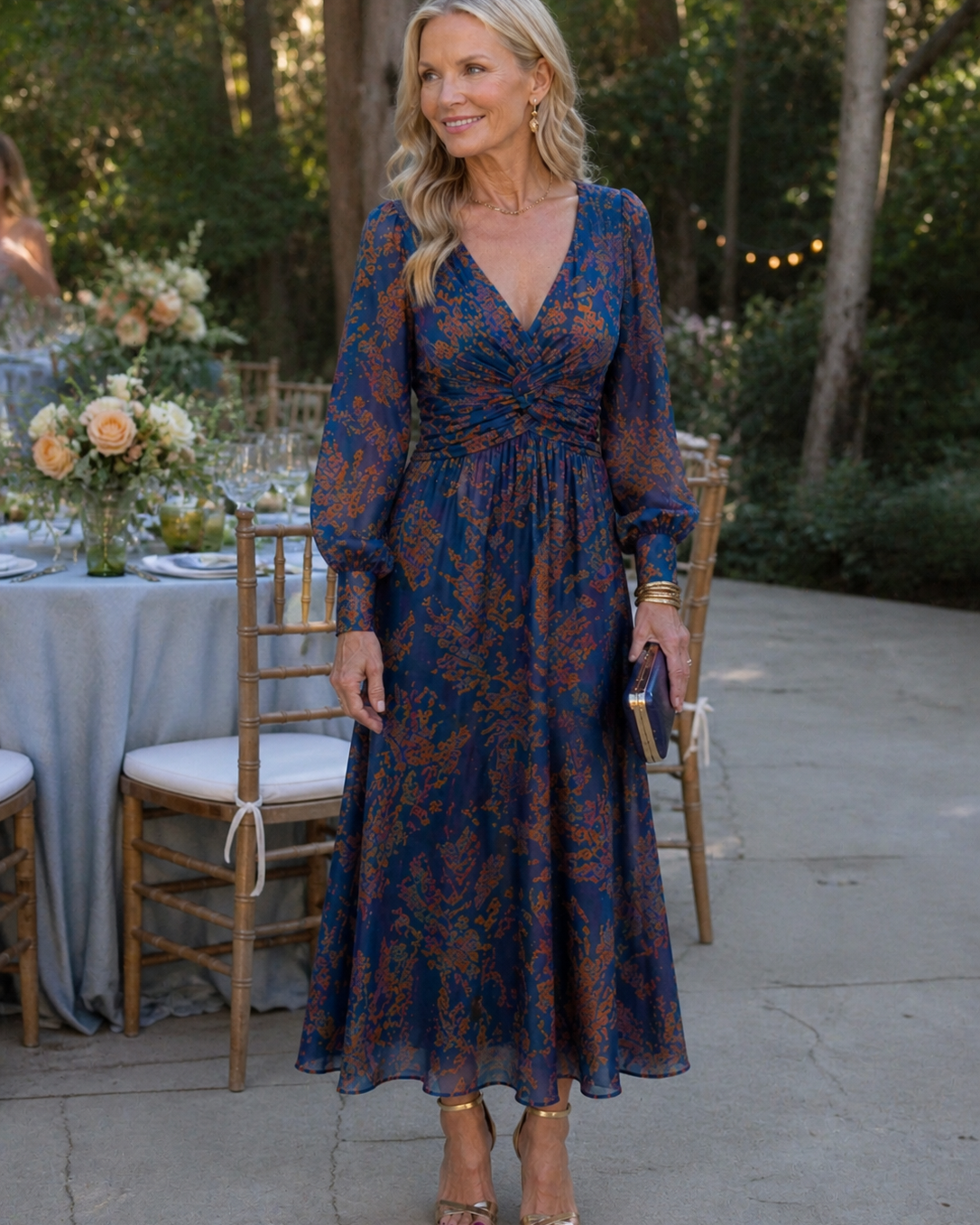 Kleid mit Blumendruck - Blau - - DUUWE